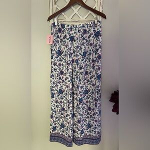 New Joie Drawstring Floral Paisley Print Wide Leg Palazzo Pants Size M